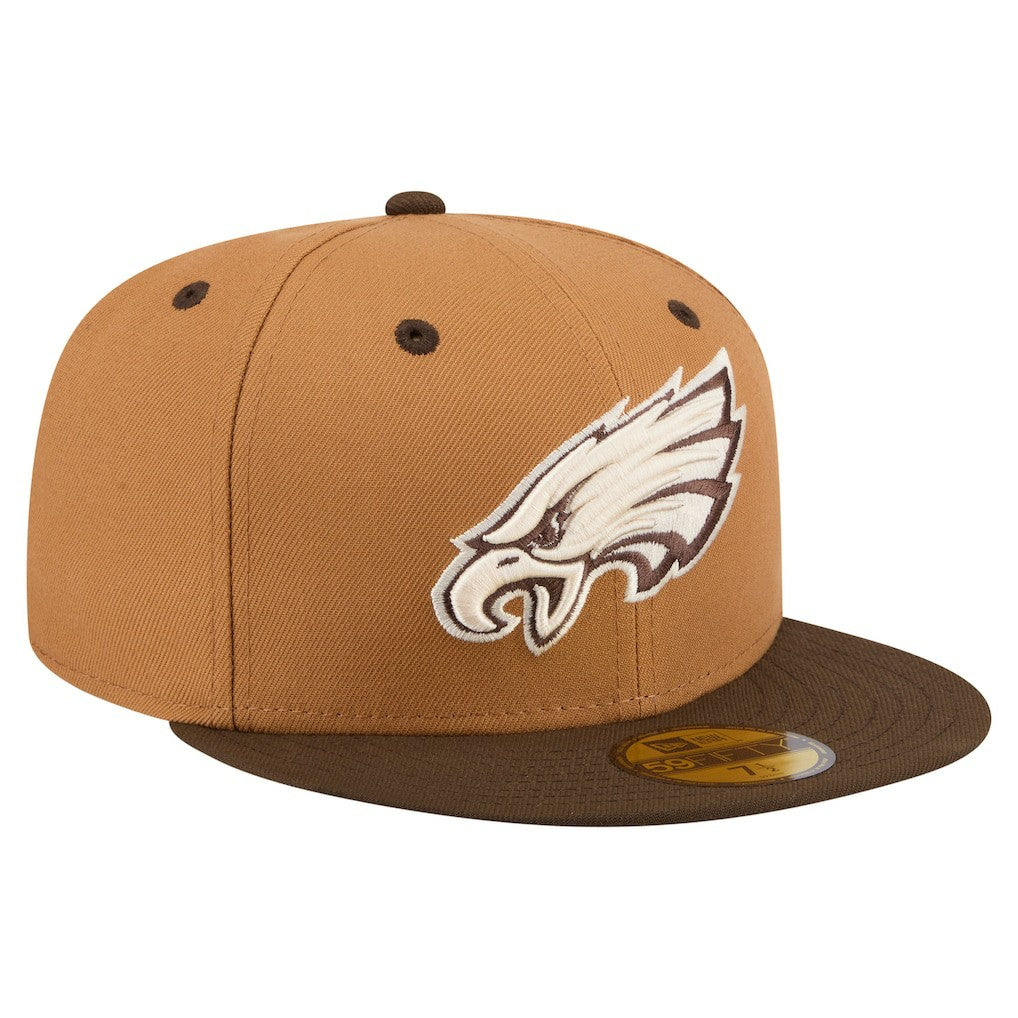 Philadelphia Eagles New Era Two-Tone Walnut 59FIFTY Fitted Hat - Light Brown/Dark Brown outlet