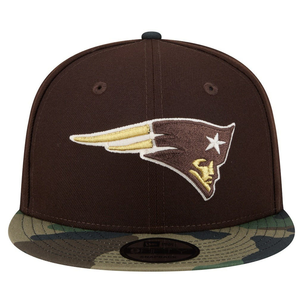 New England Patriots Adult Burnt Wood Camo 9FIFTY Snapback Hat - Dark Brown online