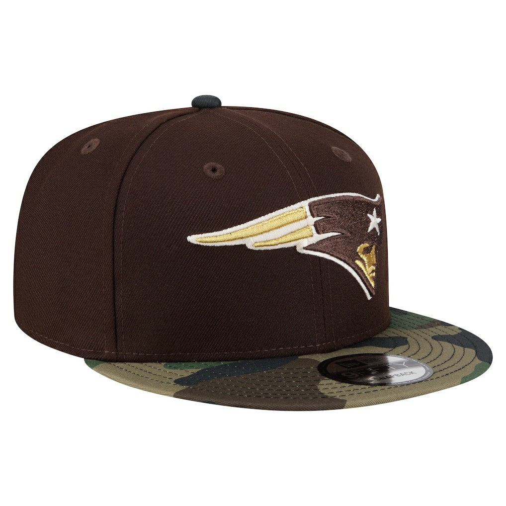 New England Patriots Adult Burnt Wood Camo 9FIFTY Snapback Hat - Dark Brown online