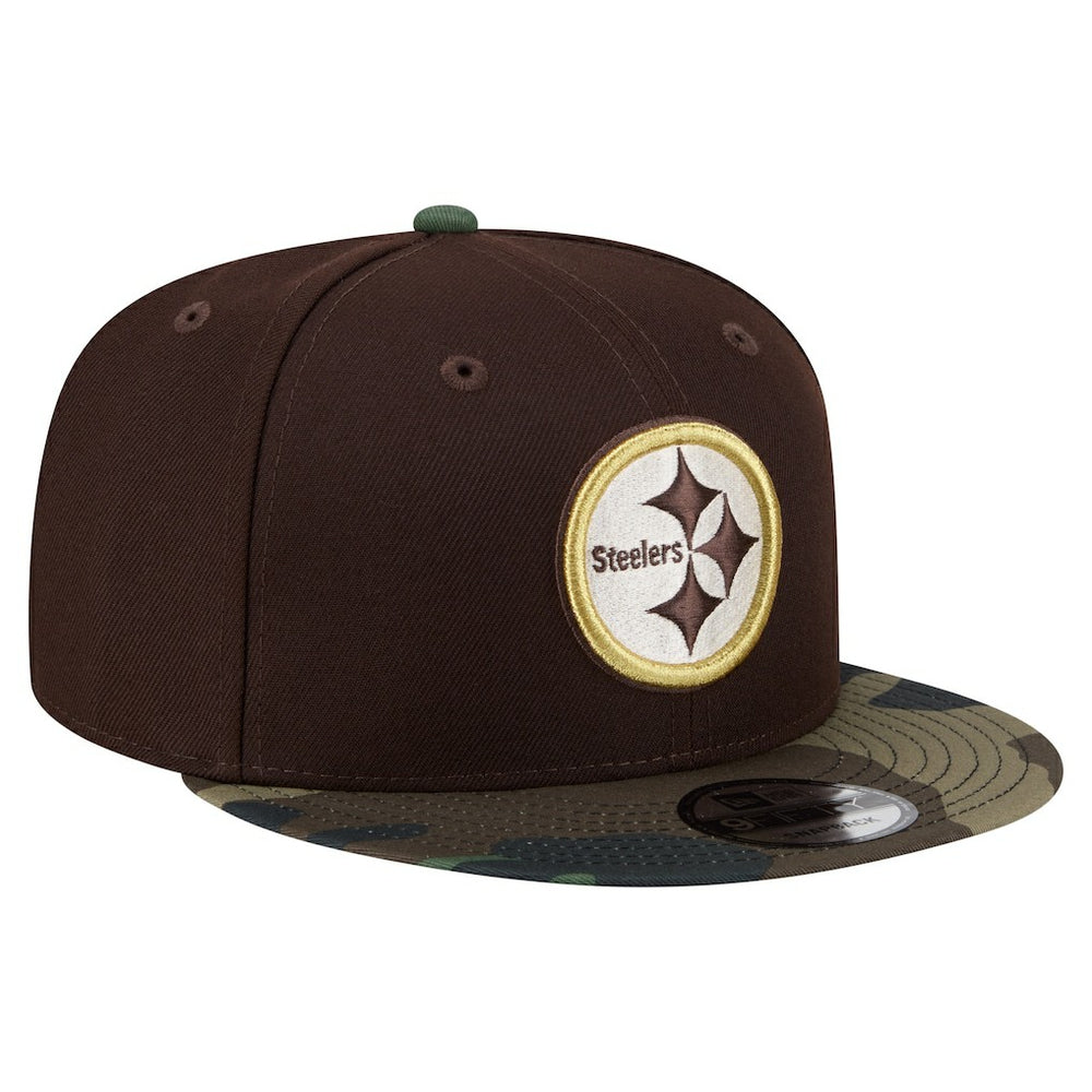 Pittsburgh Steelers Adult Burnt Wood Camo 9FIFTY Snapback Hat - Dark Brown on sale