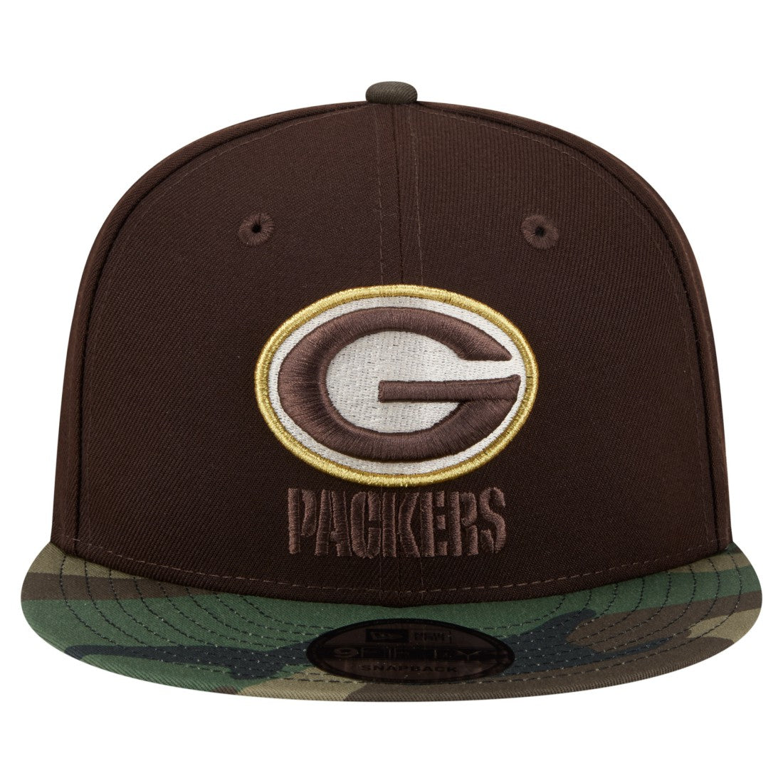 Green Bay Packers Adult Burnt Wood Camo 9FIFTY Snapback Hat - Dark Brown for sale