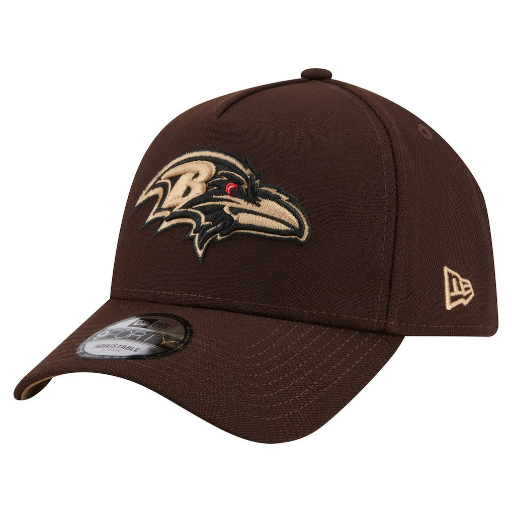 Baltimore Ravens New Era Burnt Wood A-Frame 9FORTY Adjustable Hat - Dark Brown for sale