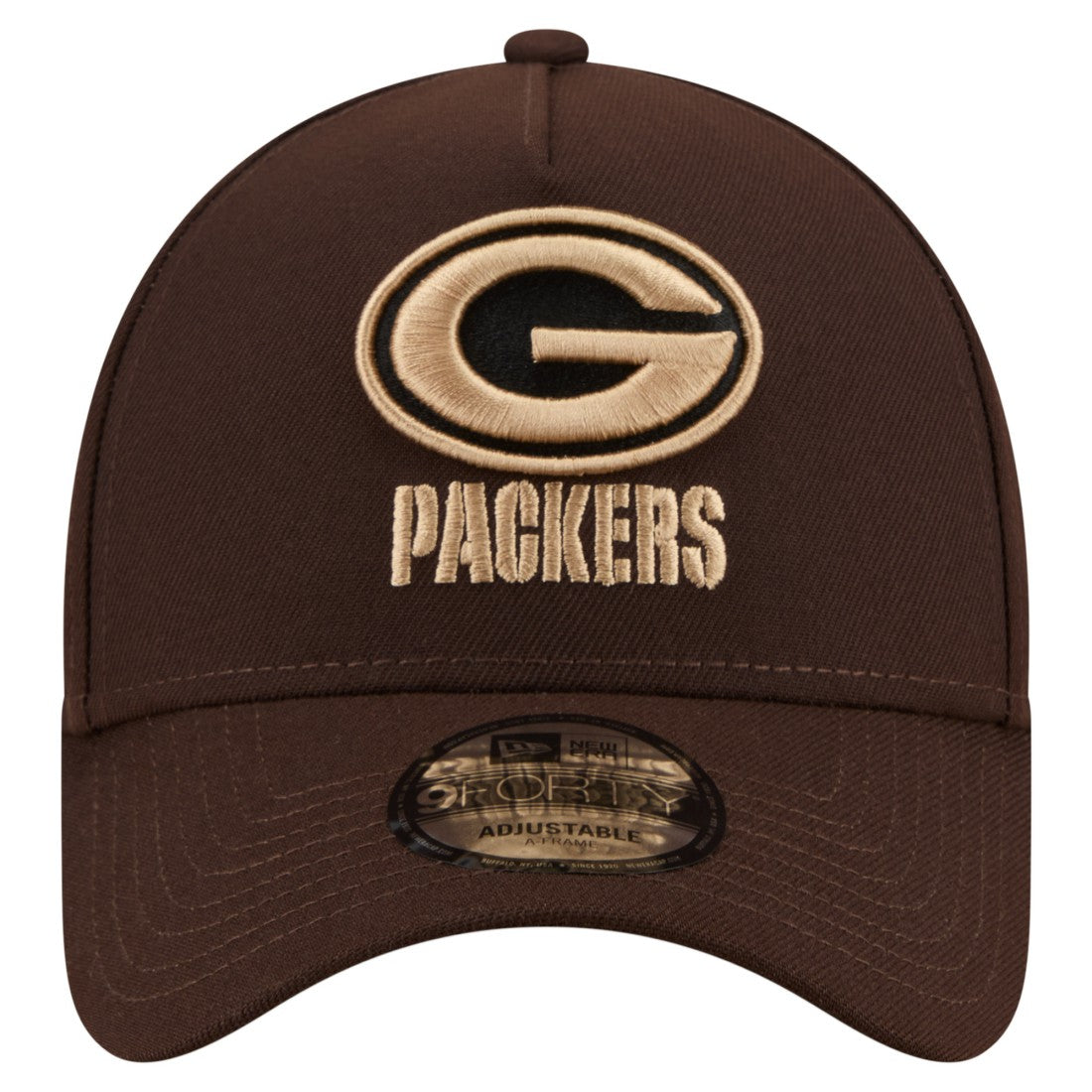 Green Bay Packers New Era Burnt Wood A-Frame 9FORTY Adjustable Hat - Dark Brown for sale