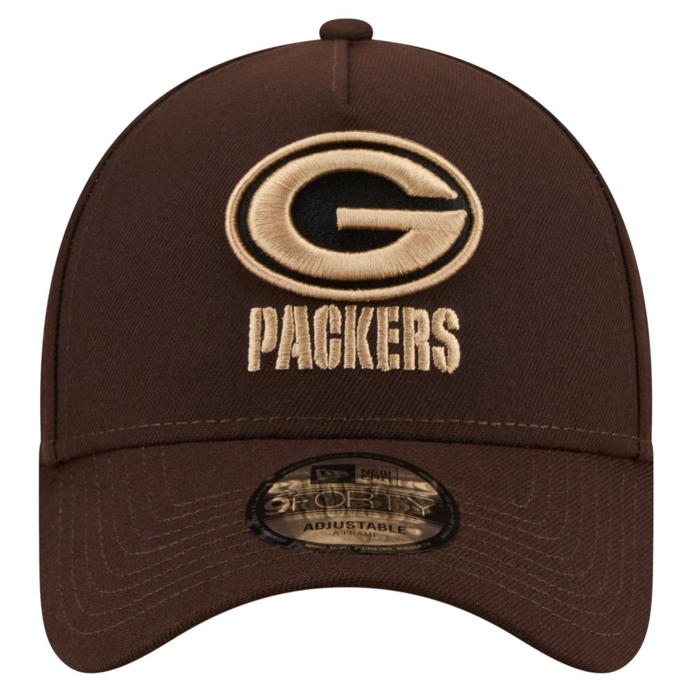Green Bay Packers New Era Burnt Wood A-Frame 9FORTY Adjustable Hat - Dark Brown for sale