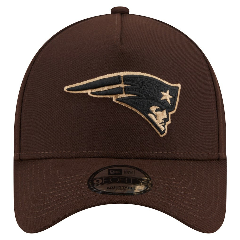 New England Patriots New Era Burnt Wood A-Frame 9FORTY Adjustable Hat - Dark Brown discount