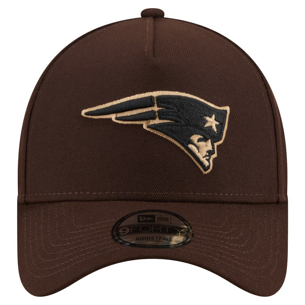 New England Patriots New Era Burnt Wood A-Frame 9FORTY Adjustable Hat - Dark Brown discount