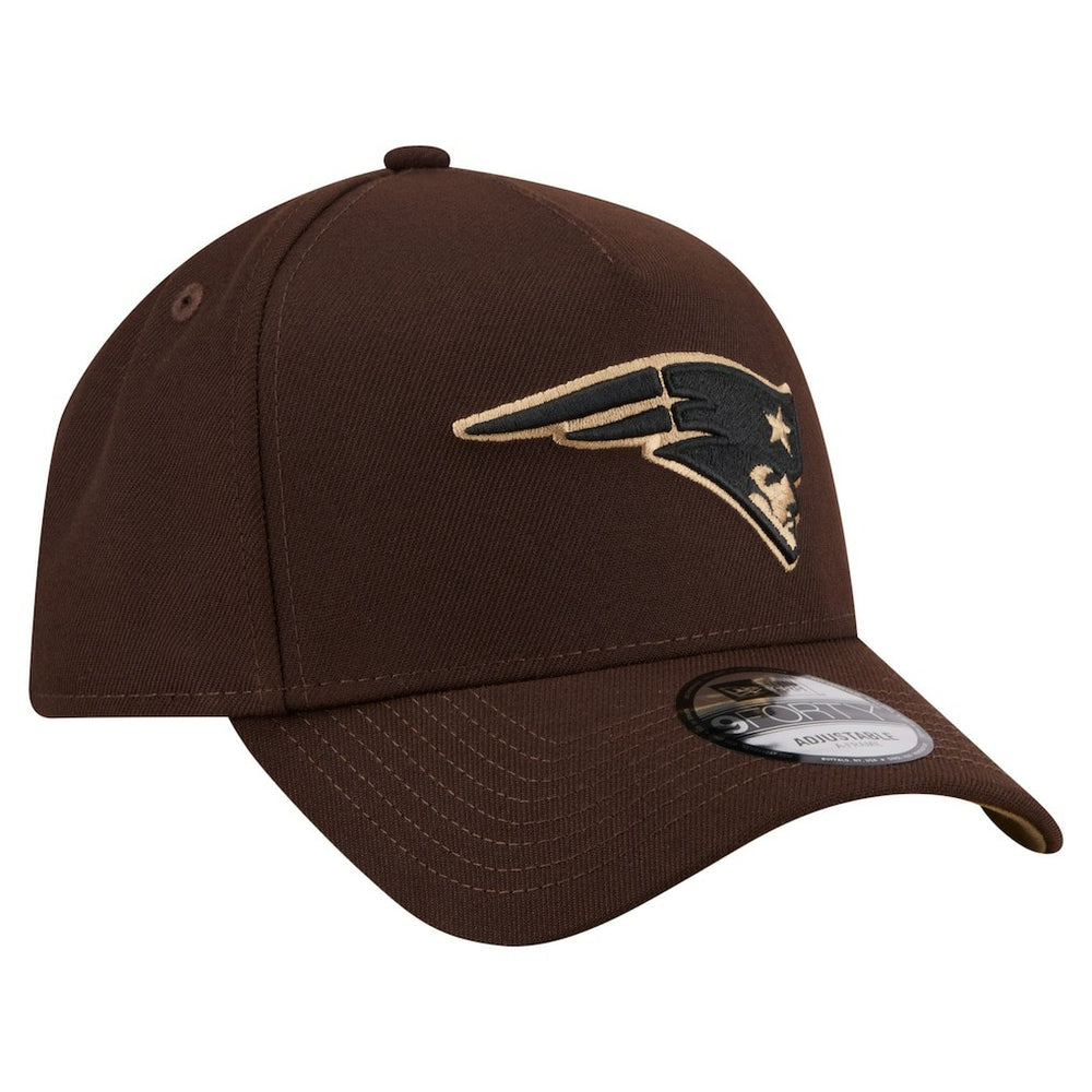 New England Patriots New Era Burnt Wood A-Frame 9FORTY Adjustable Hat - Dark Brown discount