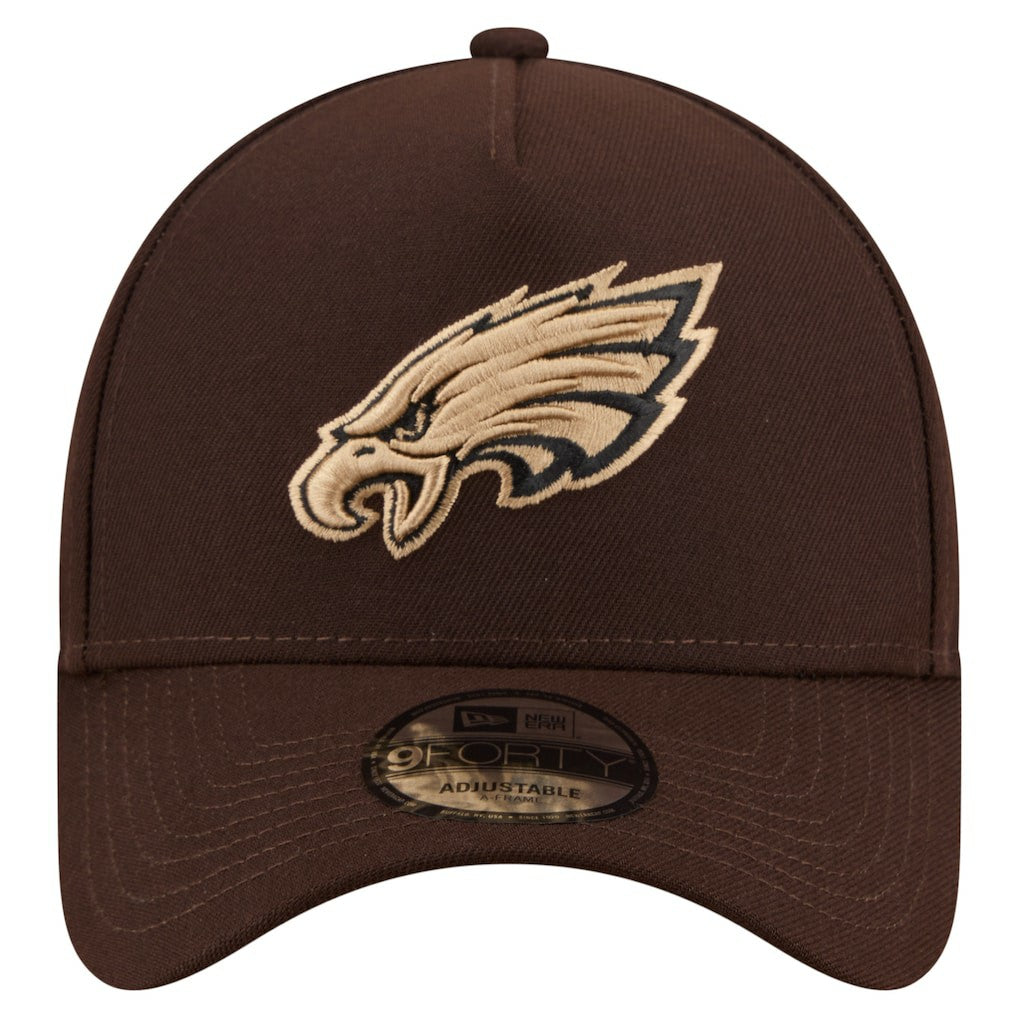 Philadelphia Eagles New Era Burnt Wood A-Frame 9FORTY Adjustable Hat - Dark Brown sale