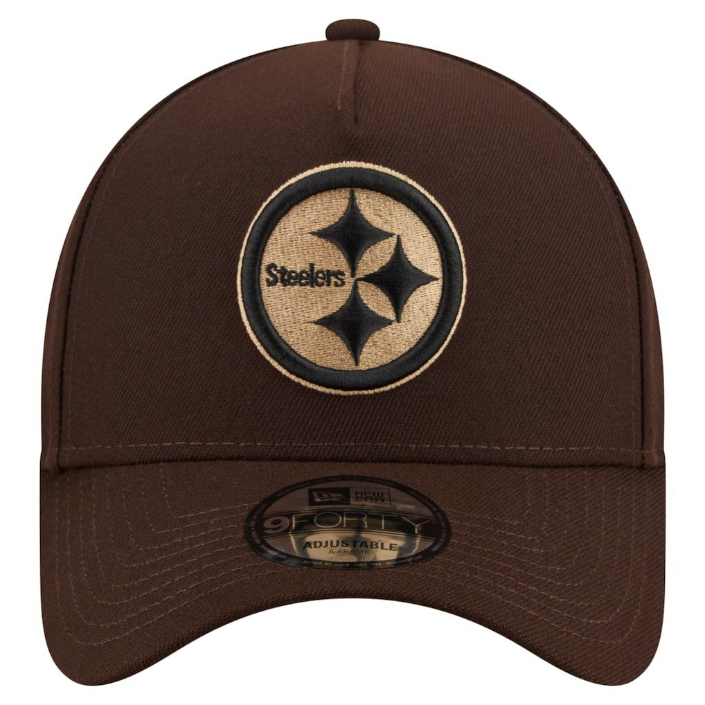 Pittsburgh Steelers New Era Burnt Wood A-Frame 9FORTY Adjustable Hat - Dark Brown outlet