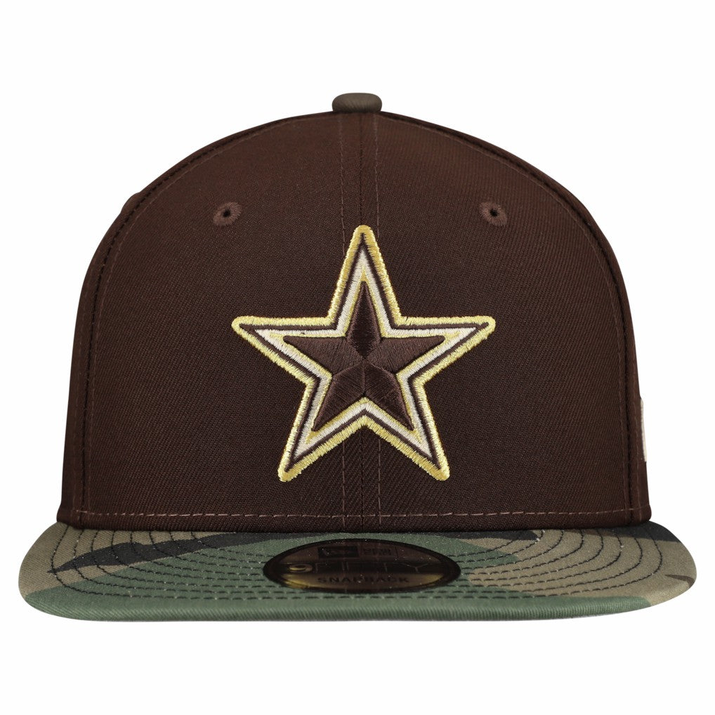 Dallas Cowboys Adult Burnt Wood Camo 9FIFTY Snapback Hat - Dark Brown for sale
