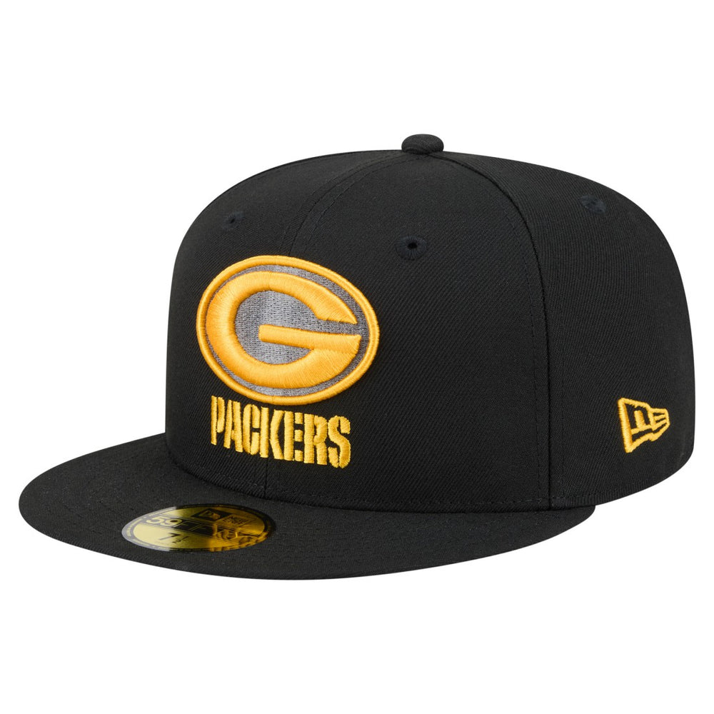 Green Bay Packers New Era Color Pop 59FIFTY Fitted Hat - Black discount