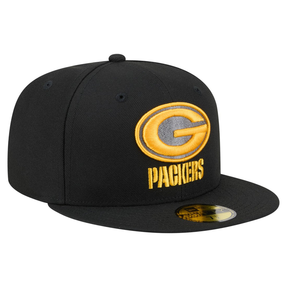 Green Bay Packers New Era Color Pop 59FIFTY Fitted Hat - Black discount