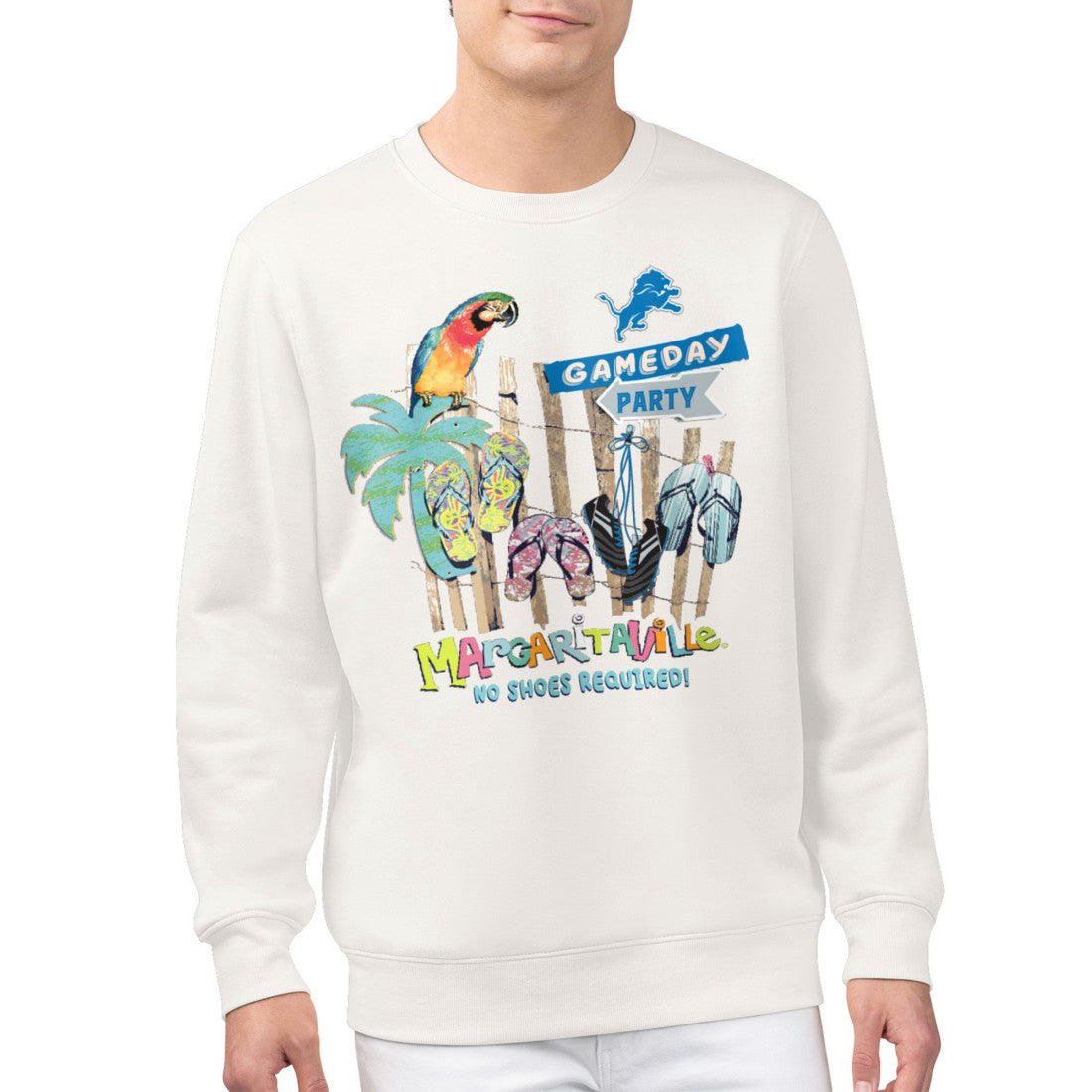 Detroit Lions Margaritaville Gameday Party Fleece Sweatshirt - Cream cheap