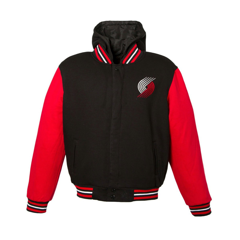 Portland Trail Blazers JH Design Youth Reversible Fleece Full-Zip Varsity Hoodie - Black cheap