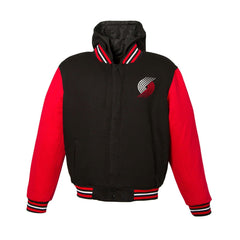 Portland Trail Blazers JH Design Youth Reversible Fleece Full-Zip Varsity Hoodie - Black cheap