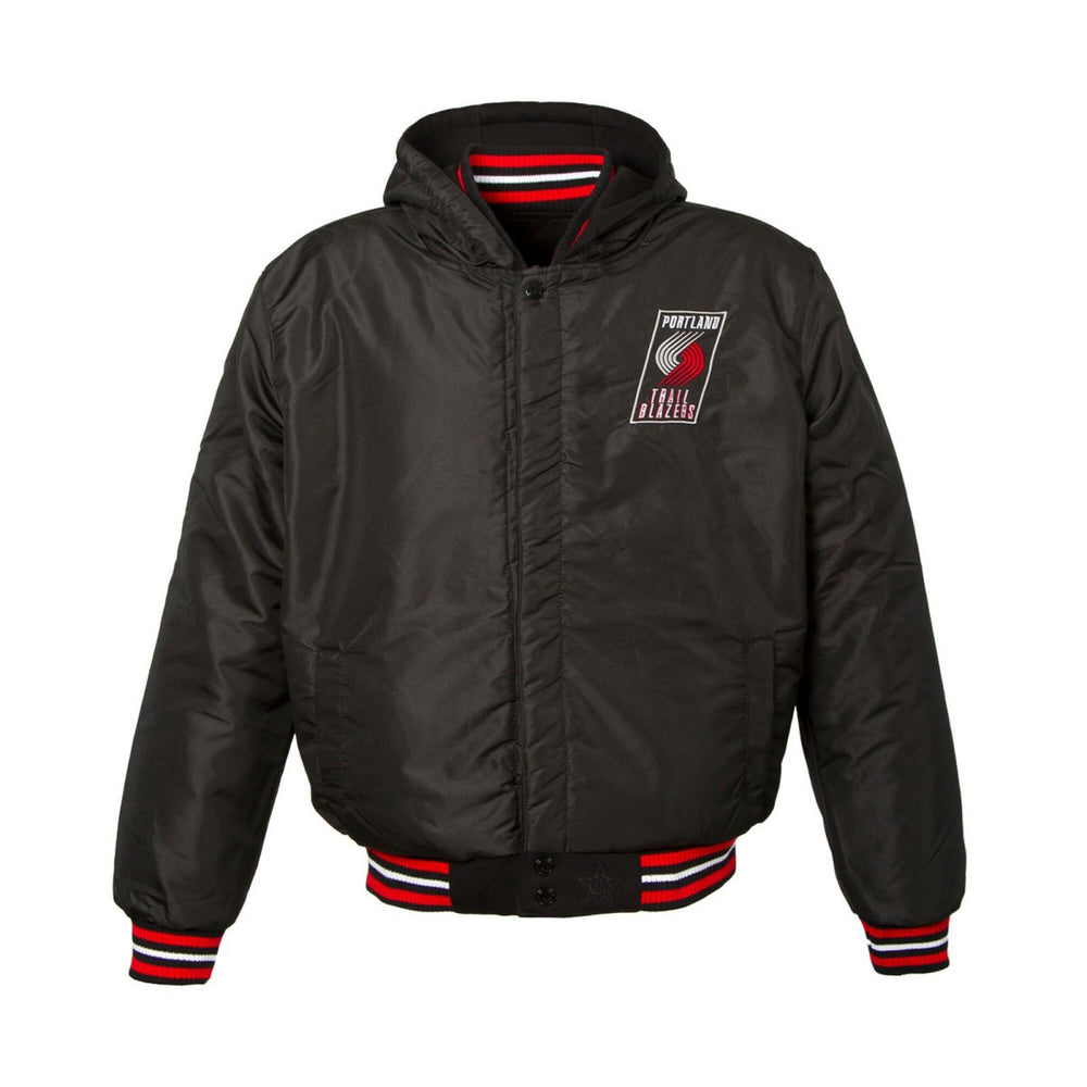 Portland Trail Blazers JH Design Youth Reversible Fleece Full-Zip Varsity Hoodie - Black cheap
