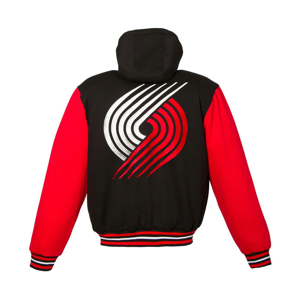 Portland Trail Blazers JH Design Youth Reversible Fleece Full-Zip Varsity Hoodie - Black cheap