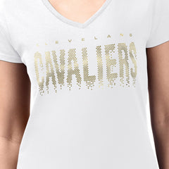 Cleveland Cavaliers G-III 4Her by Carl Banks Women's Super-Slim-Fit Metallic Drop Lightweight V-Neck T-Shirt sale - White sale