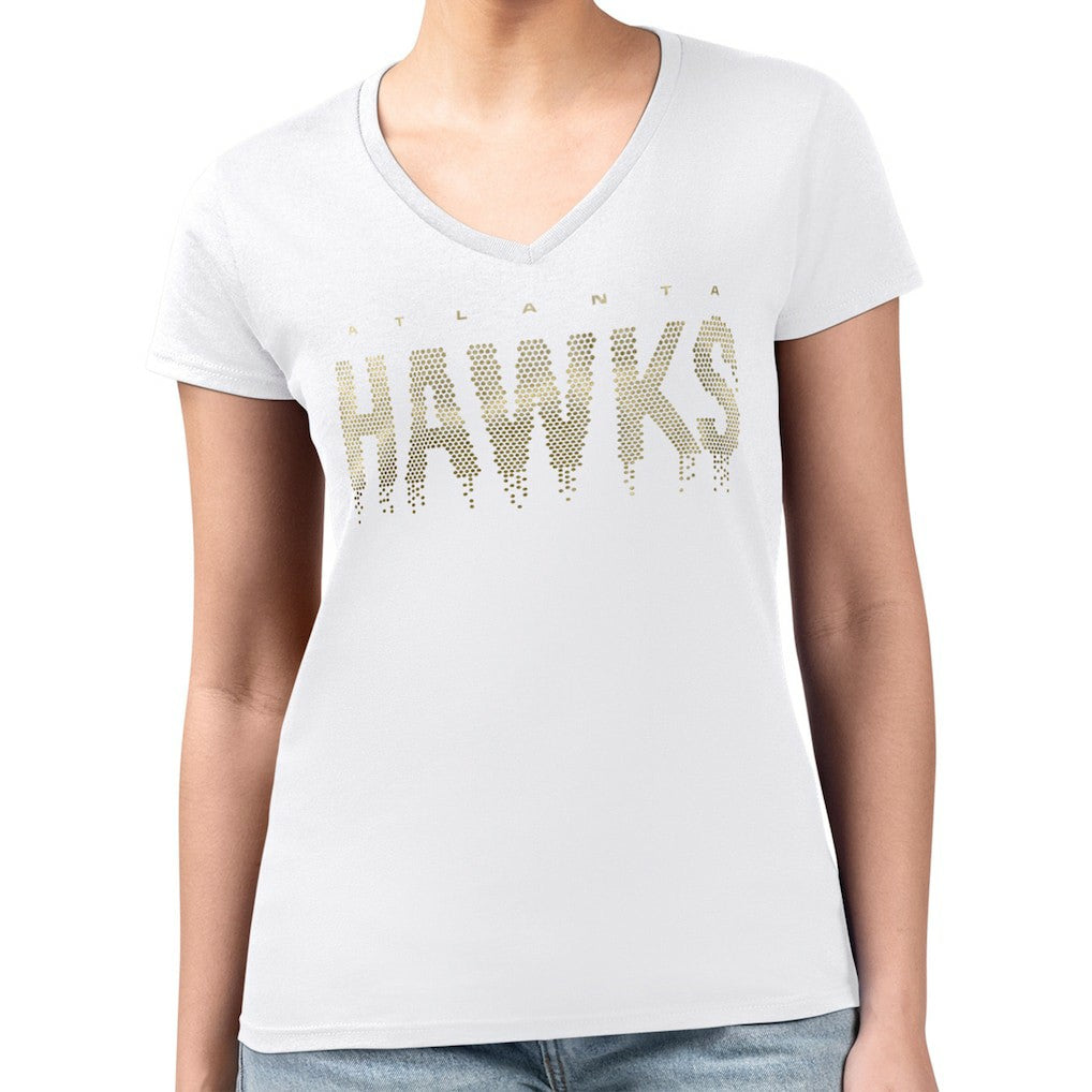 Atlanta Hawks G-III 4Her by Carl Banks Women's Super-Slim-Fit Metallic Drop Lightweight V-Neck T-Shirt - White shop