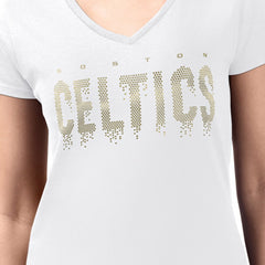 Boston Celtics G-III 4Her by Carl Banks Women's Super-Slim-Fit Metallic Drop Lightweight V-Neck T-Shirt - White online