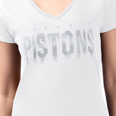 Detroit Pistons G-III 4Her by Carl Banks Women's Super-Slim-Fit Metallic Drop Lightweight V-Neck T-Shirt sale - White shop