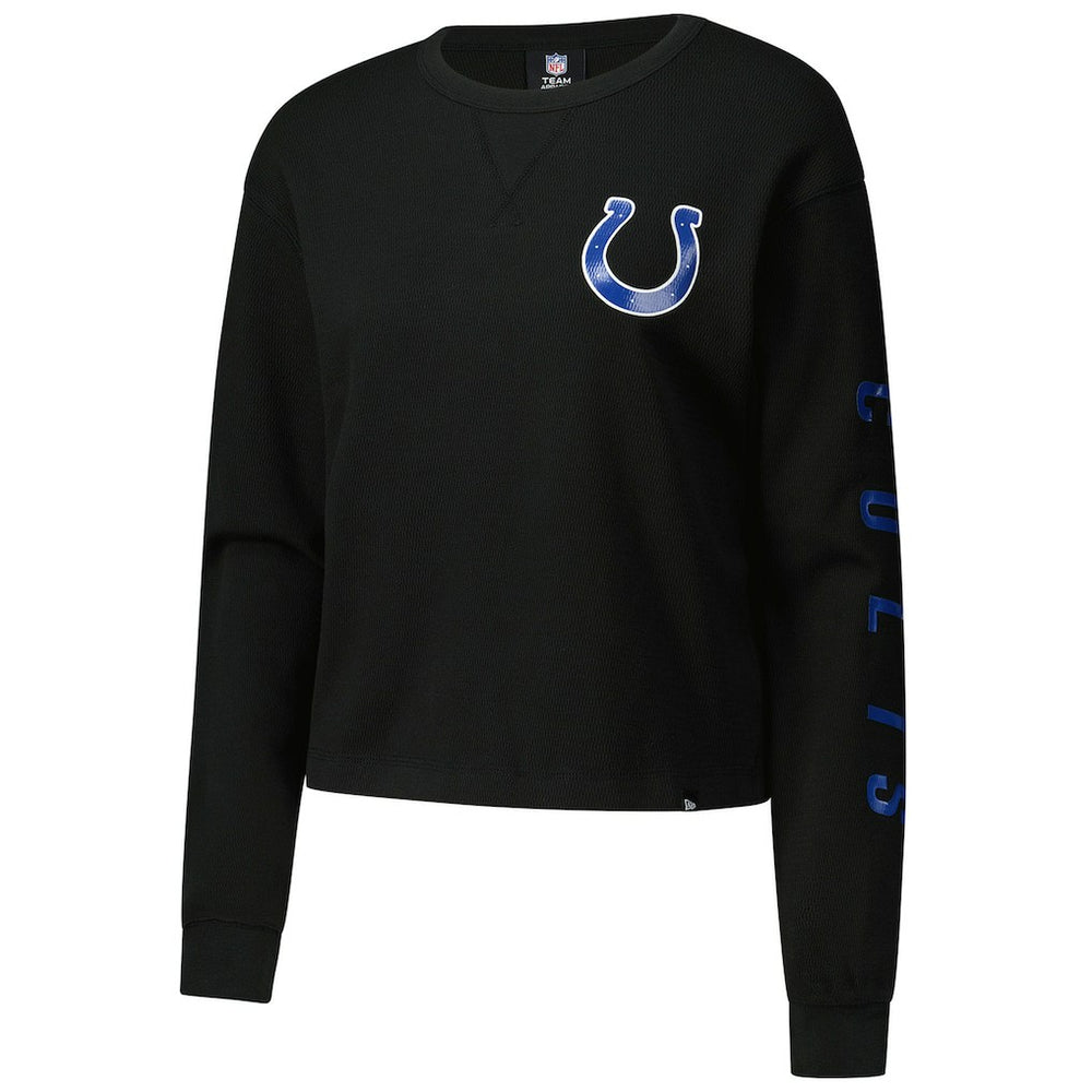 Indianapolis Colts New Era Women's Sport Night Thermal Long Sleeve Cropped T-Shirt - Black for sale