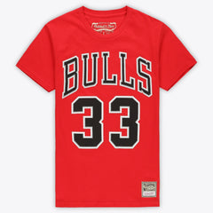 Scottie Pippen Chicago Bulls Unisex Hardwood Classics Name & Number T-Shirt sale - Red | Mitchell & Ness outlet
