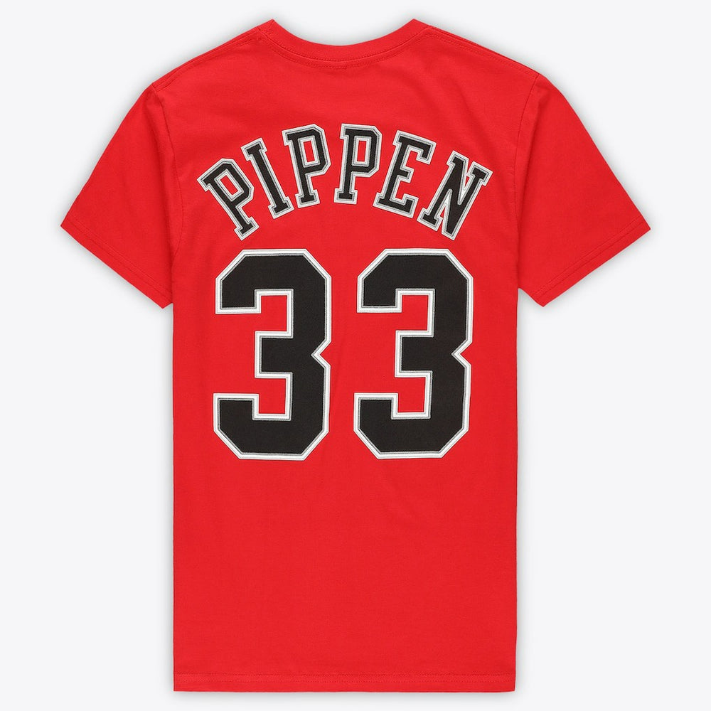 Scottie Pippen Chicago Bulls Unisex Hardwood Classics Name & Number T-Shirt sale - Red | Mitchell & Ness outlet