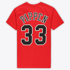 Scottie Pippen Chicago Bulls Unisex Hardwood Classics Name & Number T-Shirt sale - Red | Mitchell & Ness outlet