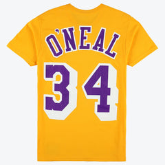 Shaquille O'Neal Los Angeles Lakers Unisex Hardwood Classics Name & Number T-Shirt - Gold | Mitchell & Ness discount