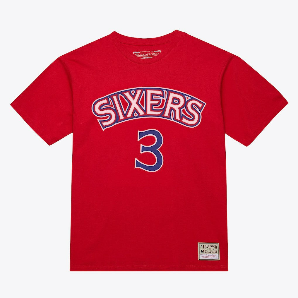 Allen Iverson Philadelphia 76ers Unisex Hardwood Classics Name & Number T-Shirt - Red | Mitchell & Ness sale