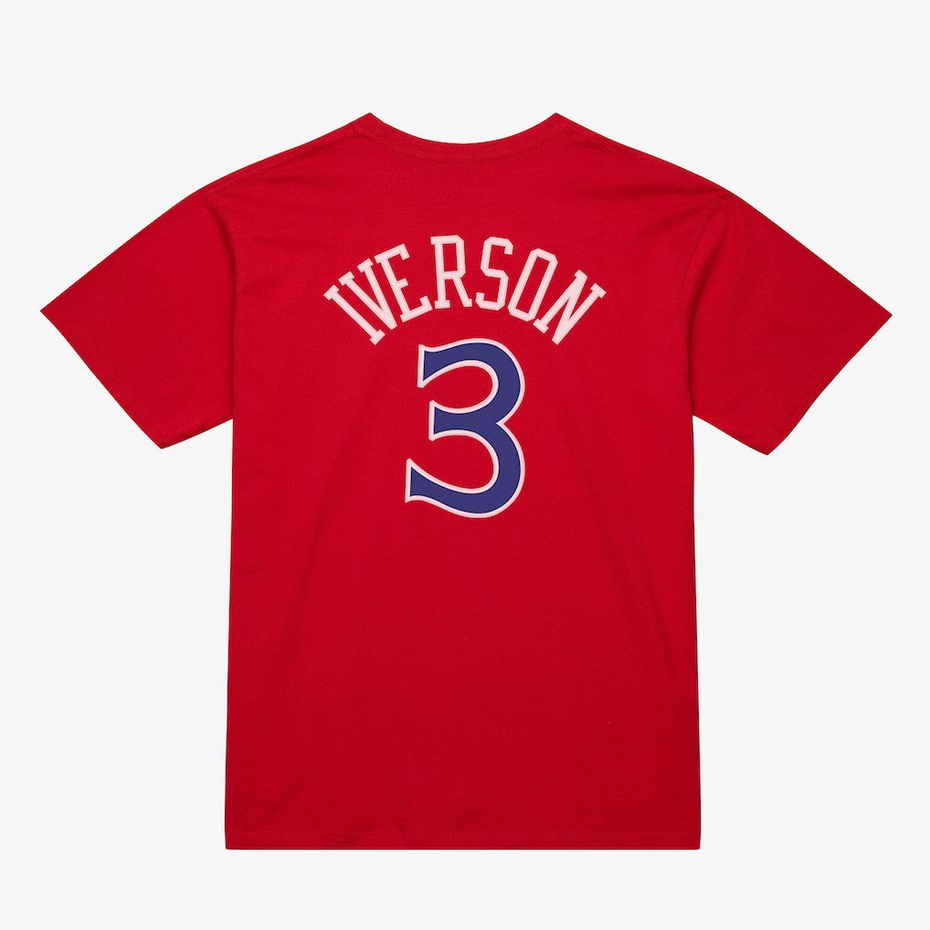 Allen Iverson Philadelphia 76ers Unisex Hardwood Classics Name & Number T-Shirt - Red | Mitchell & Ness sale
