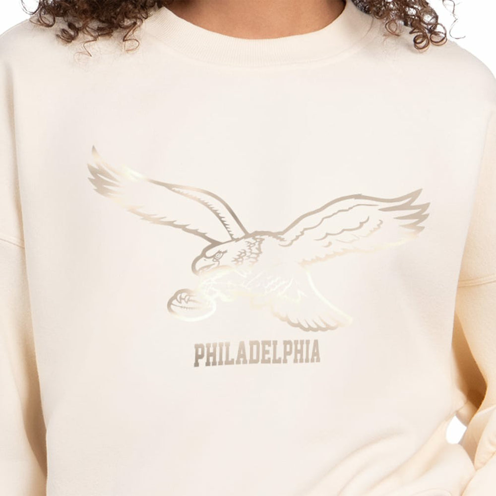 Philadelphia Eagles Starter Women's Travel Pastels Boxy Fleece Sweatshirt - Cream for sale