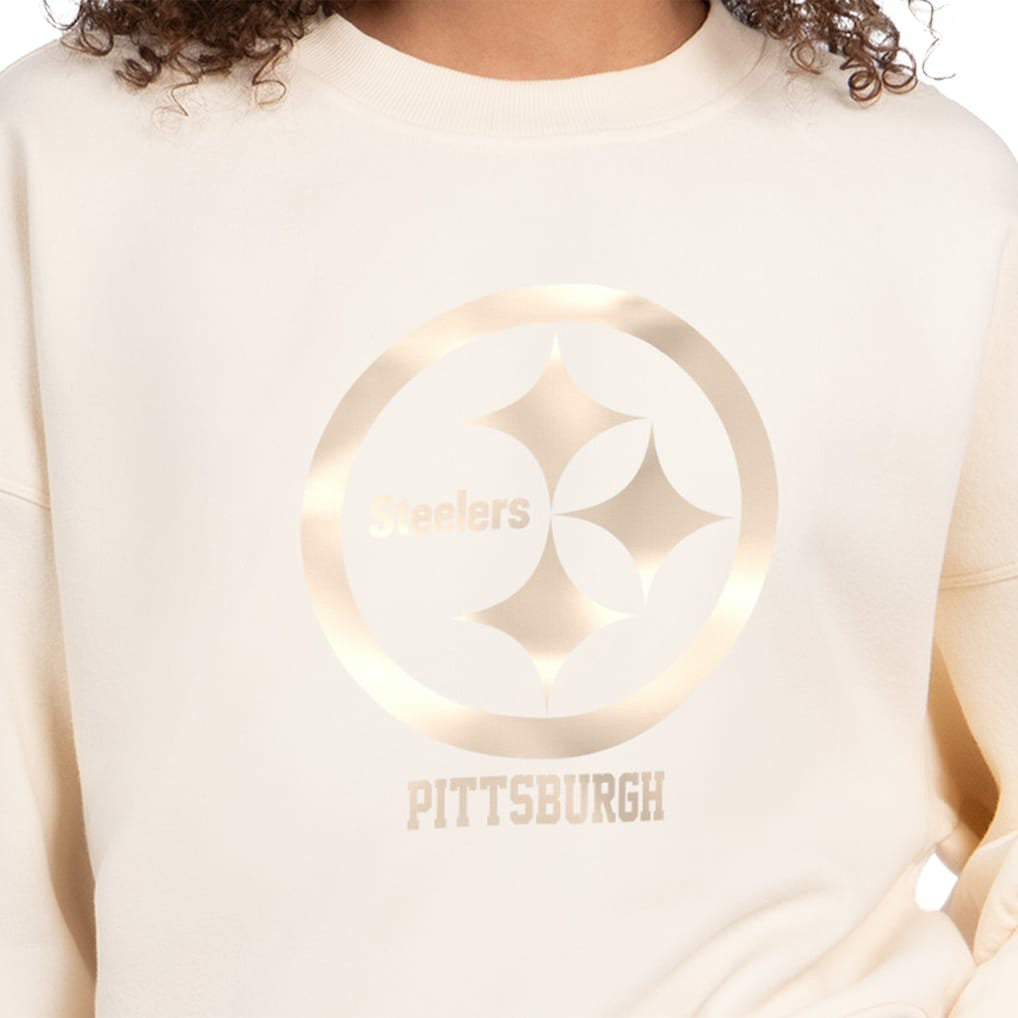Pittsburgh Steelers Starter Women's Travel Pastels Boxy Fleece Sweatshirt - Cream online
