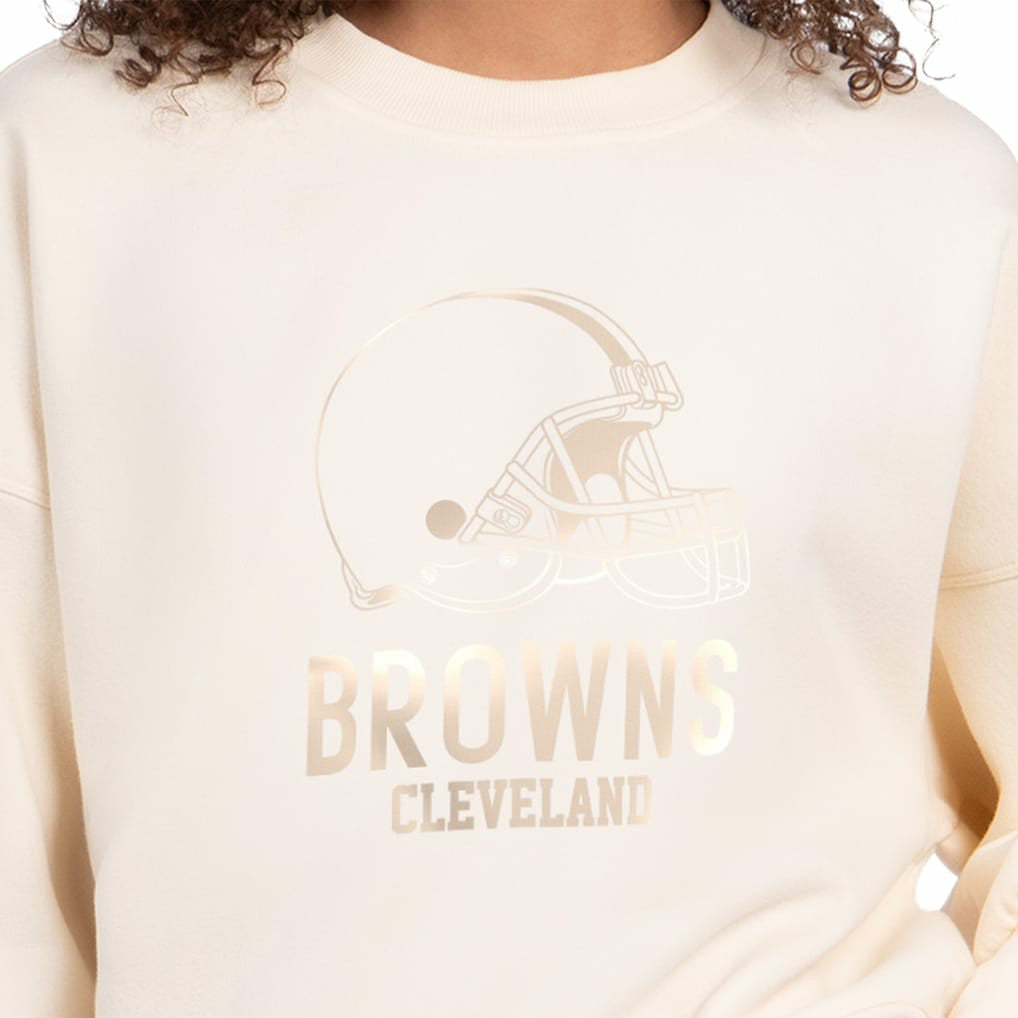 Cleveland Browns Starter Women's Travel Pastels Boxy Fleece Sweatshirt - Cream outlet