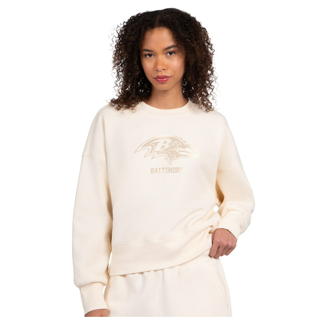 Baltimore Ravens Starter Women's Travel Pastels Boxy Fleece Sweatshirt - Cream outlet