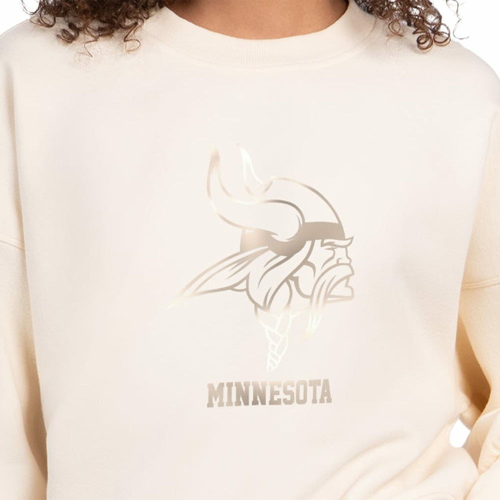 Minnesota Vikings Starter Women's Travel Pastels Boxy Fleece Sweatshirt - Cream sale