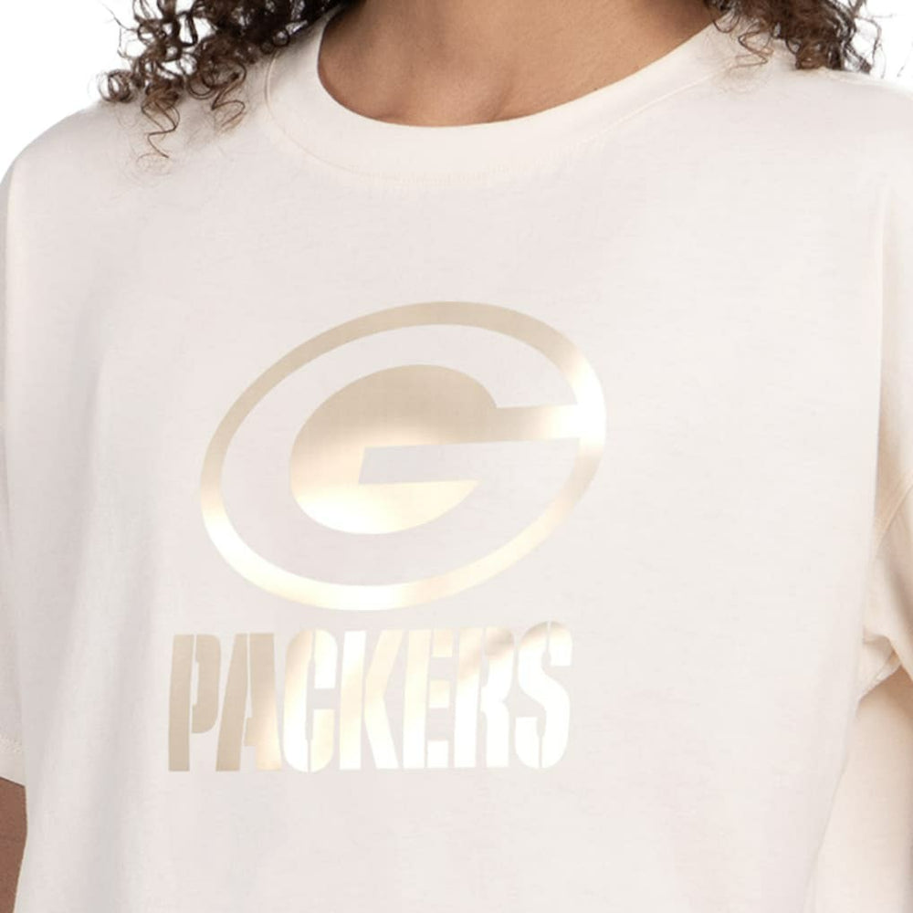 Green Bay Packers Starter Women's Pastel Travel Boxy Cropped T-Shirt - Cream online