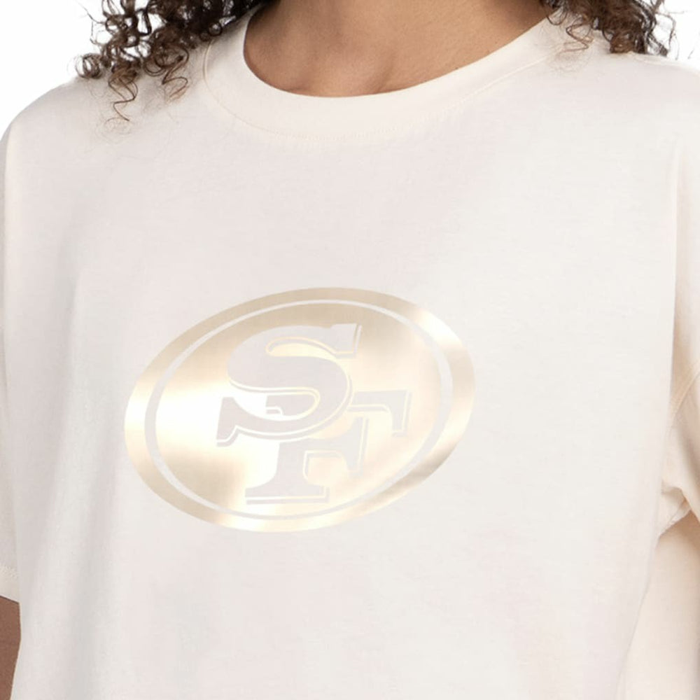 San Francisco 49ers Starter Women's Pastel Travel Boxy Cropped T-Shirt - Cream on sale