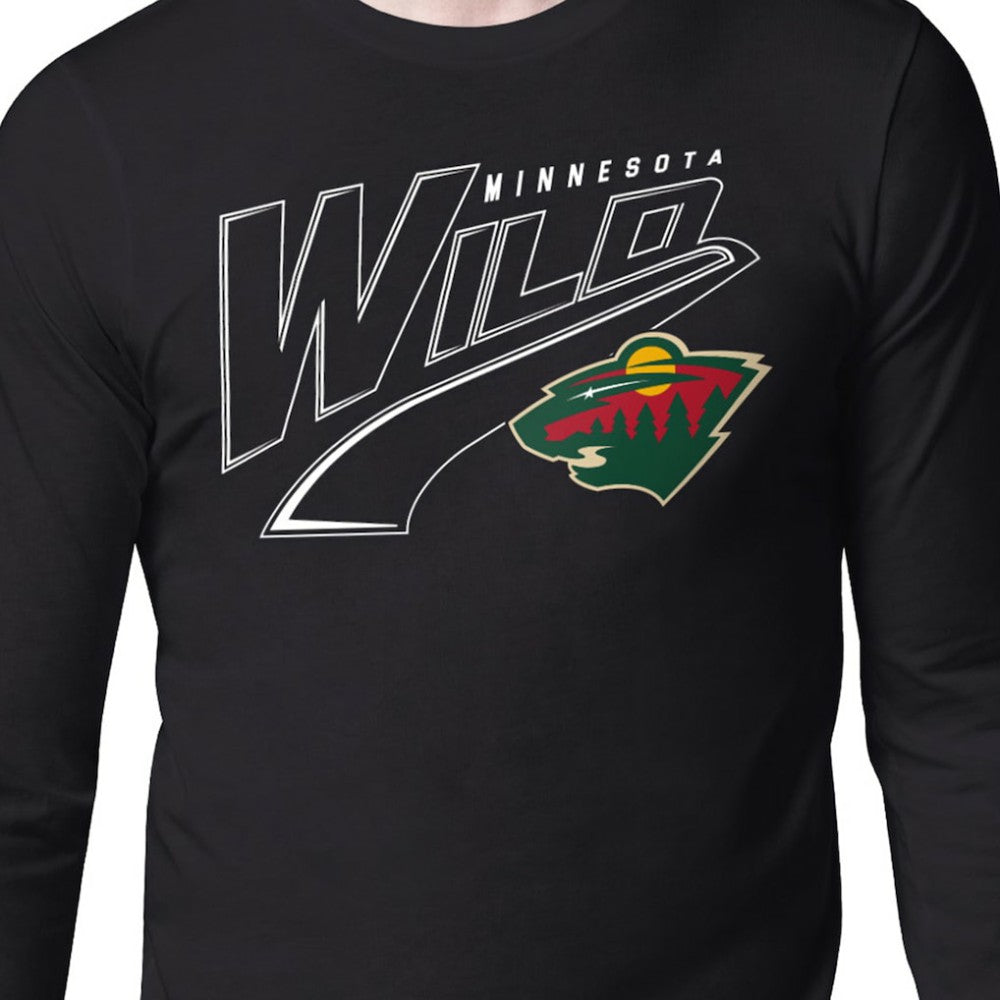 Minnesota Wild Starter Modern Tailsweep Long Sleeve T-Shirt Black