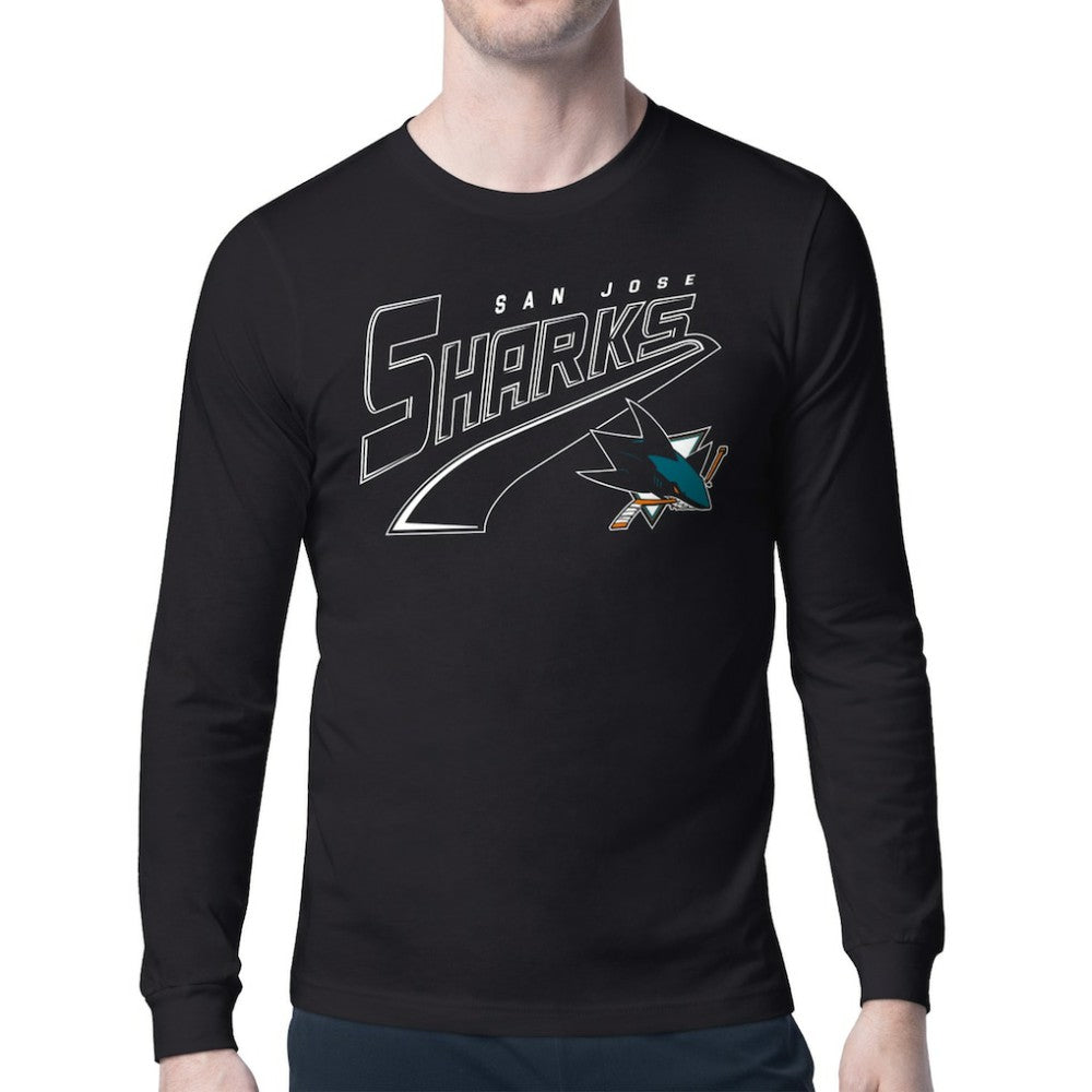 San Jose Sharks Starter Modern Tailsweep Long Sleeve T-Shirt Black