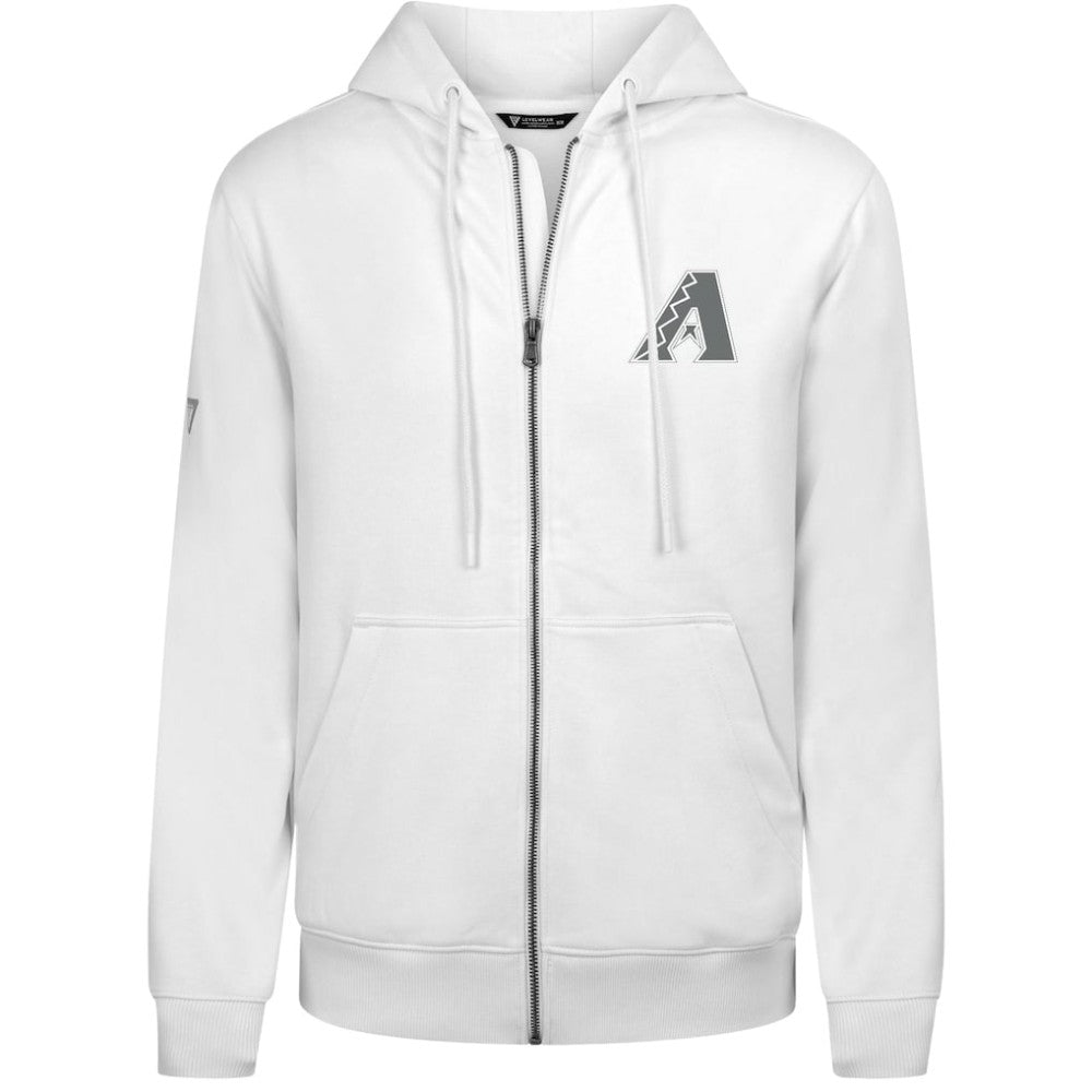 Arizona Diamondbacks Levelwear Podium Chenille Logo Full-Zip Hoodie - White