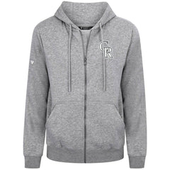 Colorado Rockies Levelwear Podium Chenille Logo Full-Zip Hoodie - Heather Gray