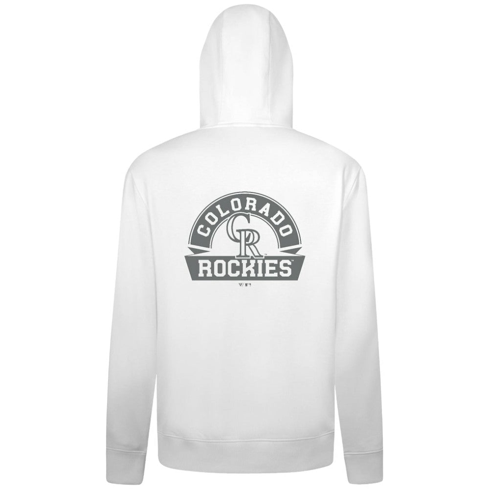 Colorado Rockies Levelwear Podium Chenille Logo Full-Zip Hoodie - White