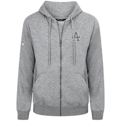 Los Angeles Dodgers Levelwear Podium Chenille Logo Full-Zip Hoodie - Heather Gray