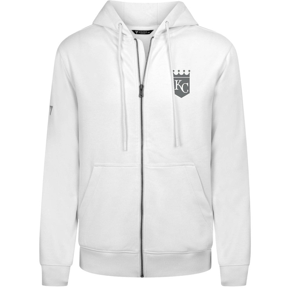 Kansas City Royals Levelwear Podium Chenille Logo Full-Zip Hoodie - White