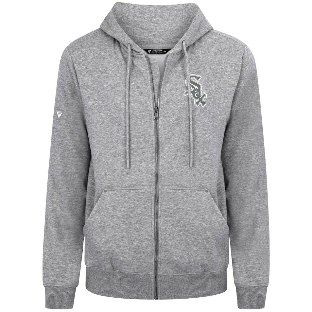 Chicago White Sox Levelwear Podium Chenille Logo Full-Zip Hoodie - Heather Gray