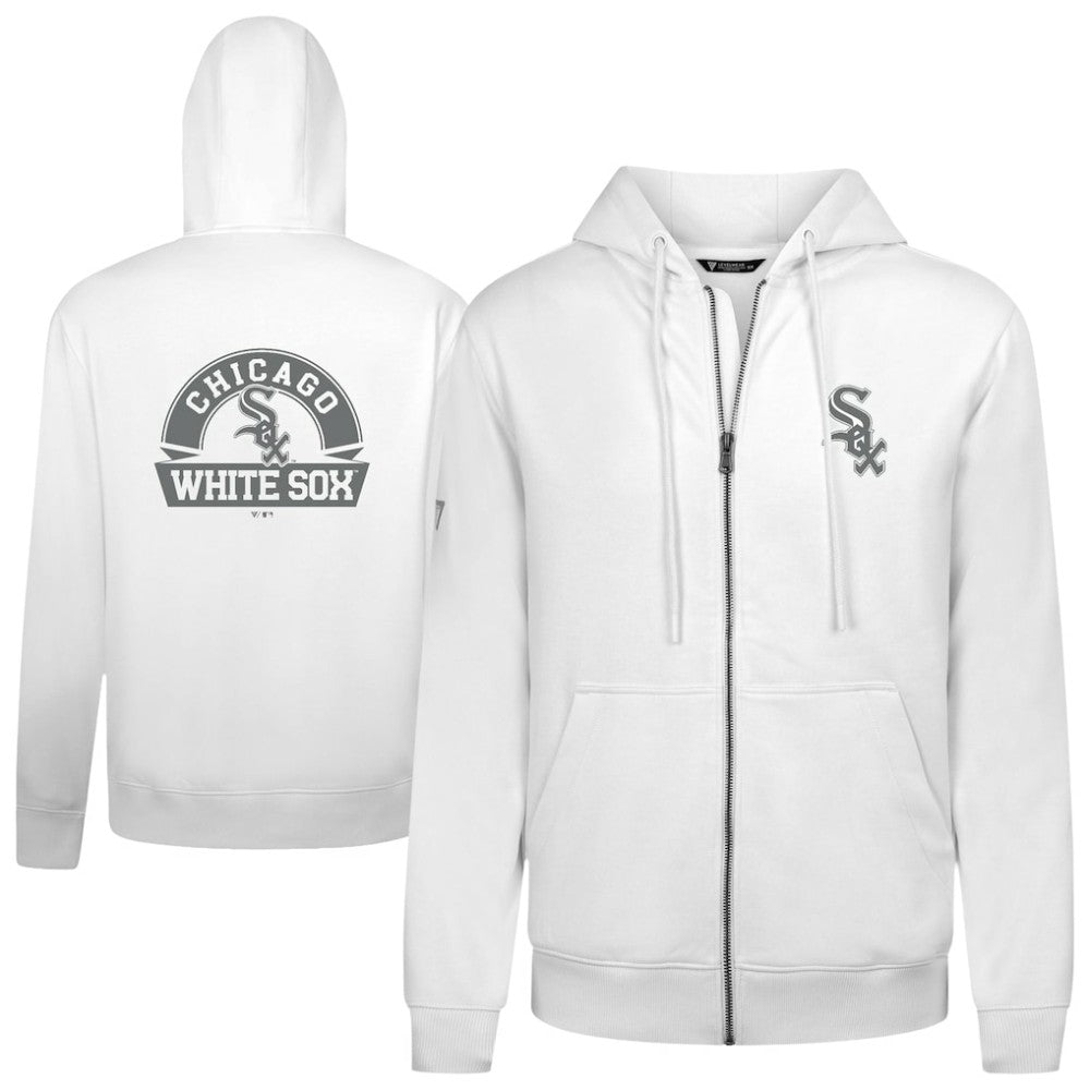 Chicago White Sox Levelwear Podium Chenille Logo Full-Zip Hoodie - White