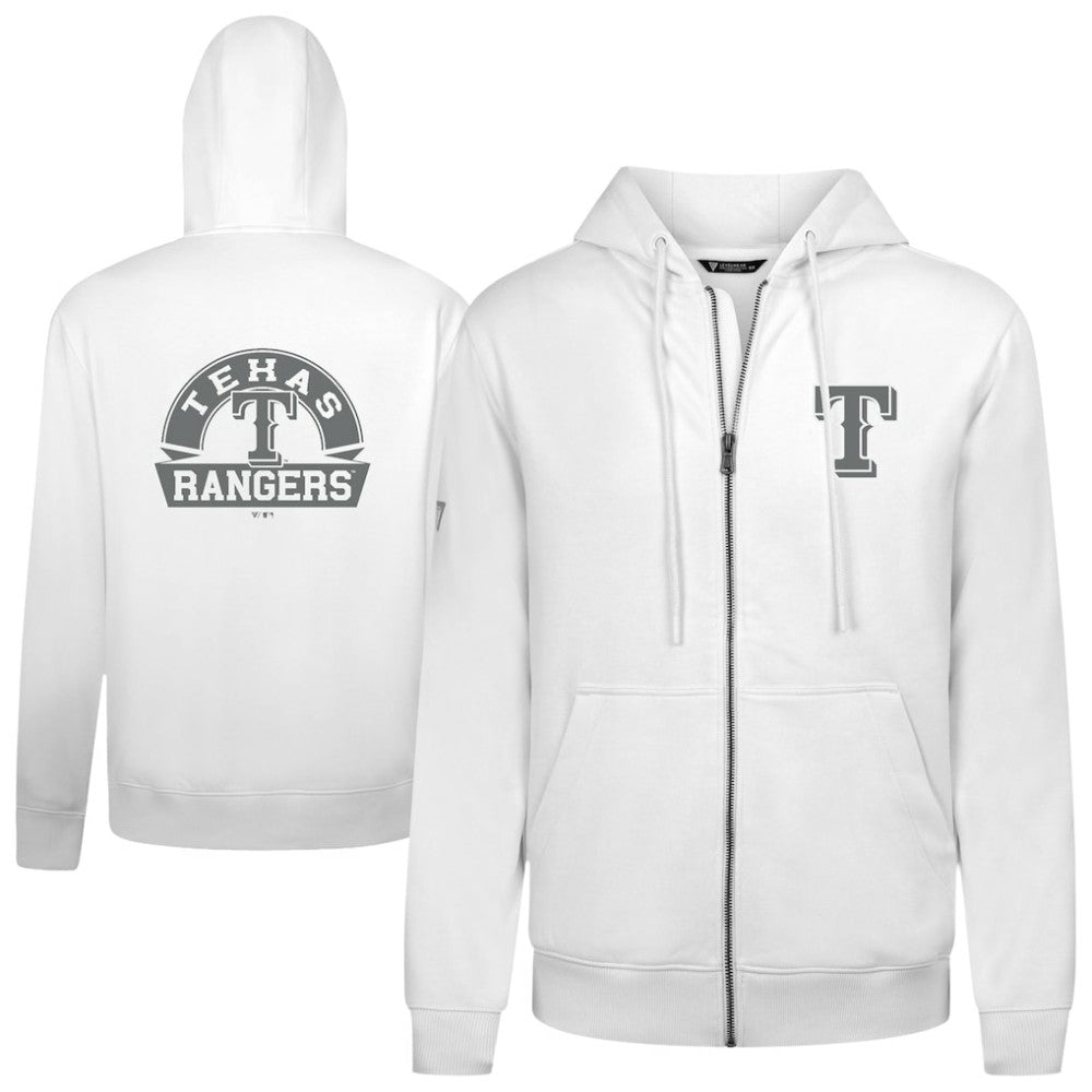 Texas Rangers Levelwear Podium Banner Arch Full-Zip Hoodie - White