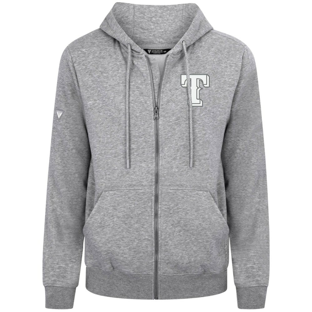 Texas Rangers Levelwear Podium Banner Arch Full-Zip Hoodie - Heather Gray
